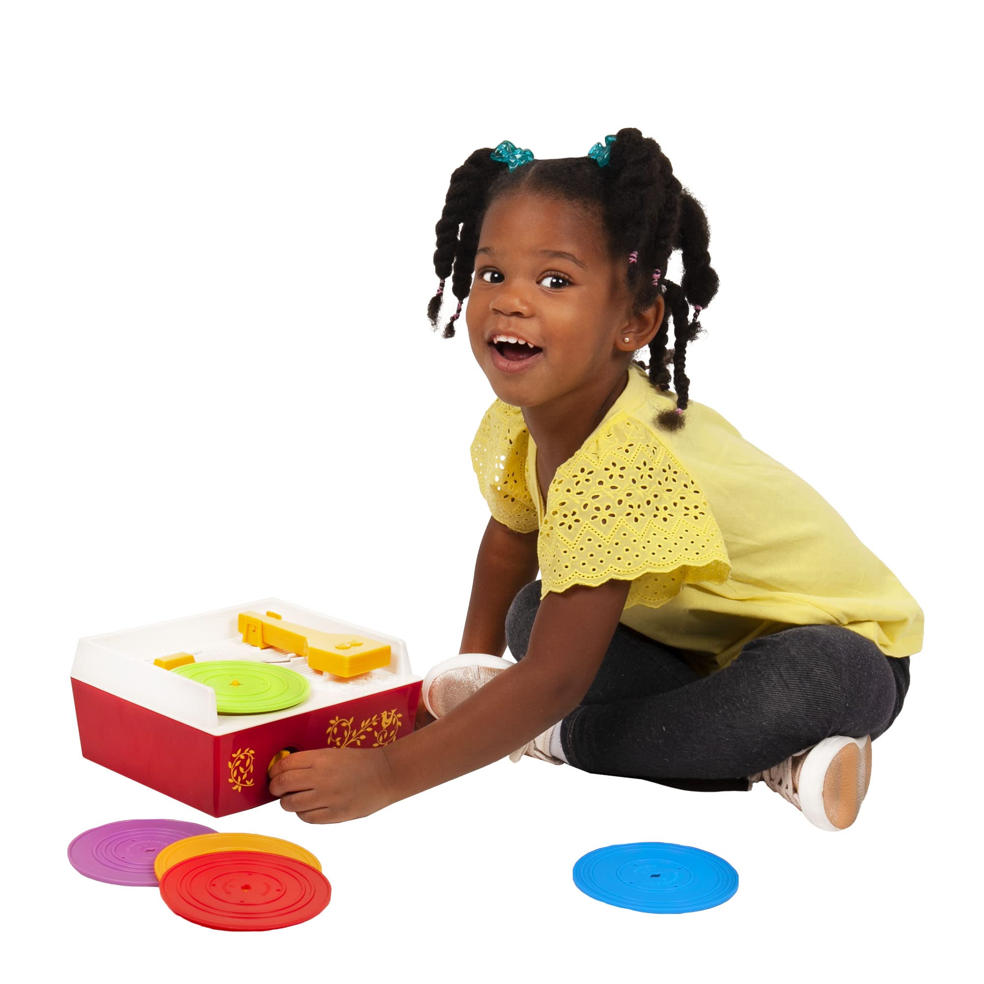 Basic Fun Fisher-Price Classics Music Box Record Player | Ages 18 Months+ | 5 Records Included 7