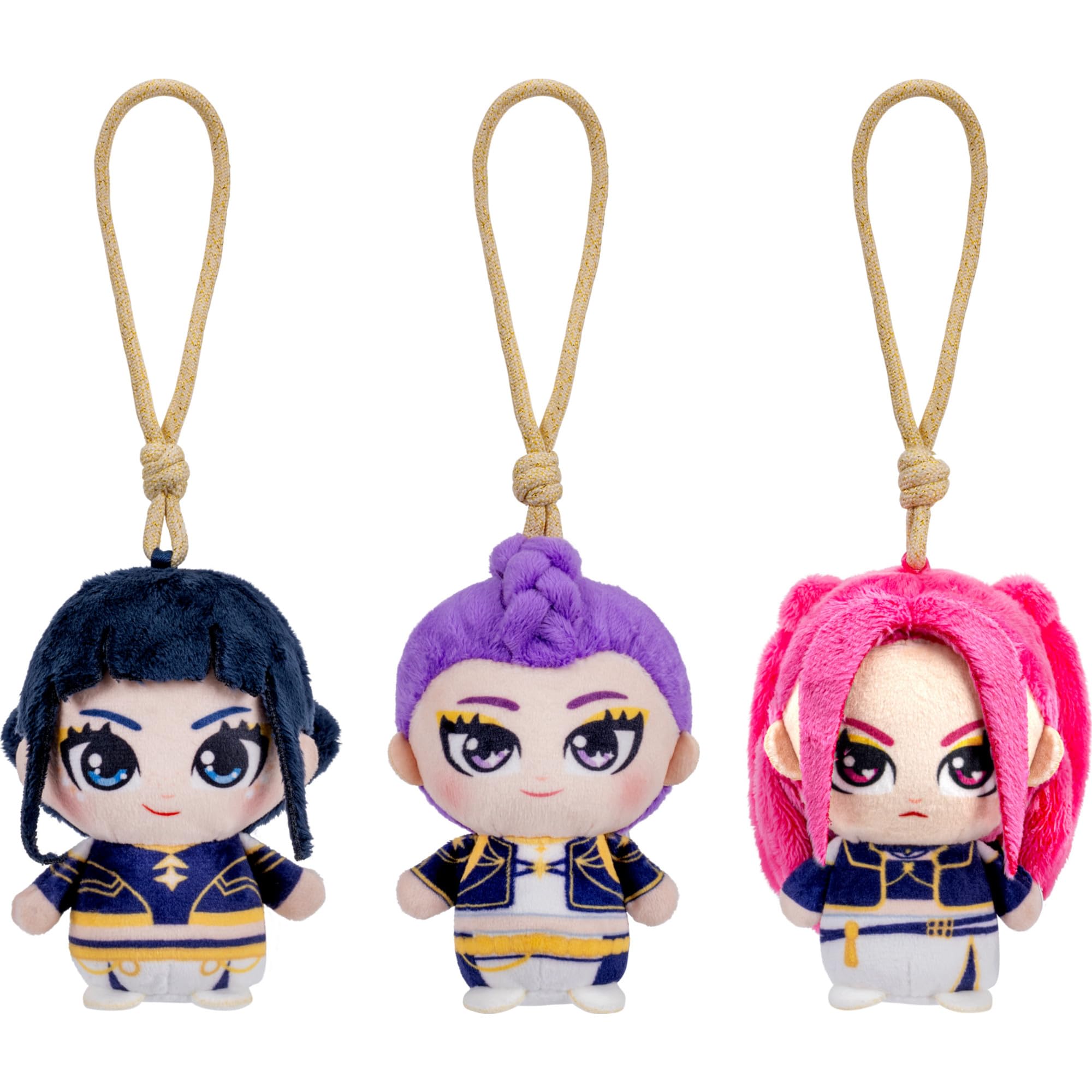 Jazwares KPop Demon Hunters 3-Pack 4-inch Clip-On Plush - Rumi, Mira, and Z