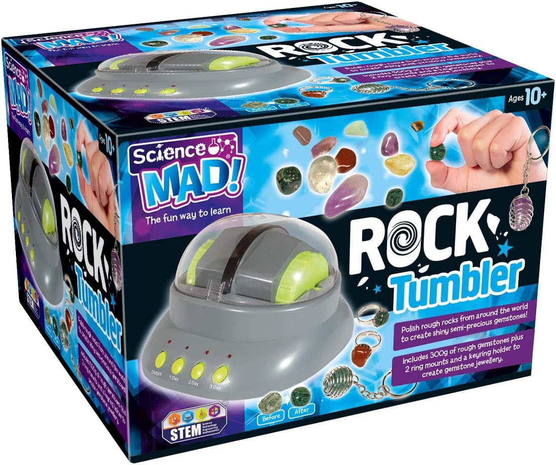 Science MAD! SM42 Rock Tumbler - Educational Gemstone Polishing Kit for Ages 10+