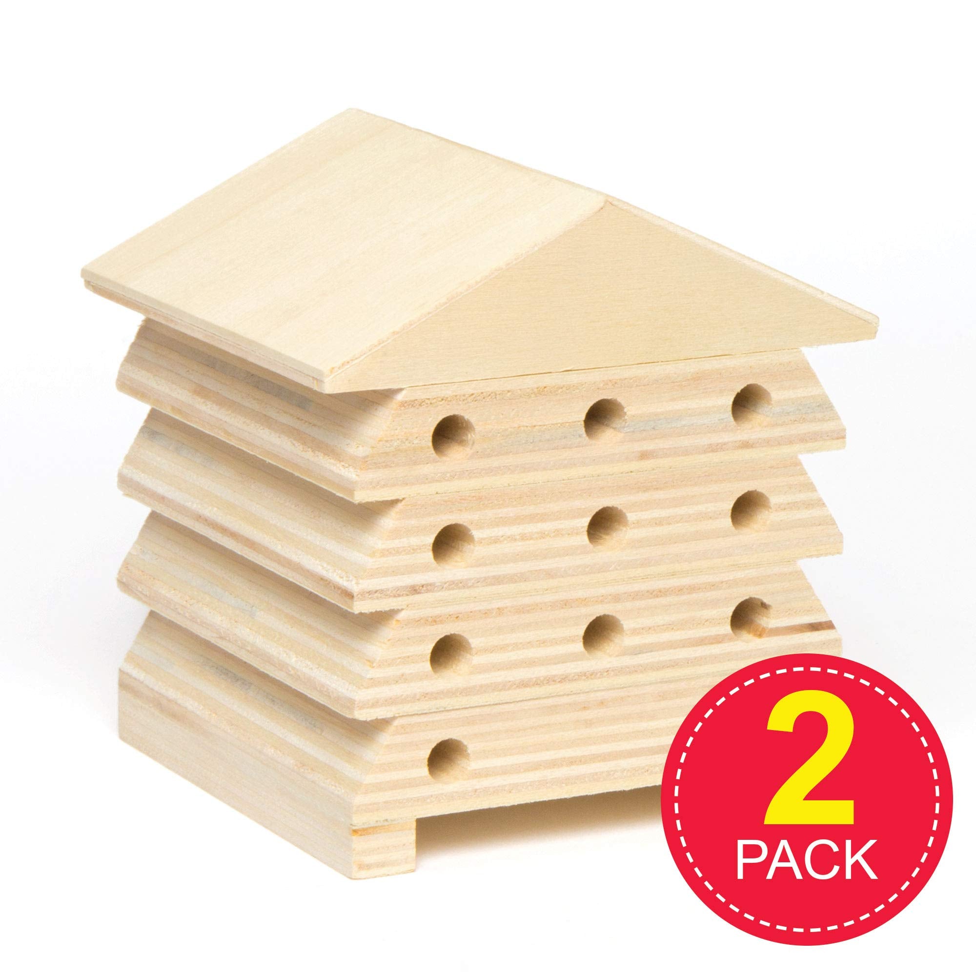 Baker Ross Wooden Bee Houses AC805 - Pack of 2 for Kids Crafting | 11 x 10.5 cm