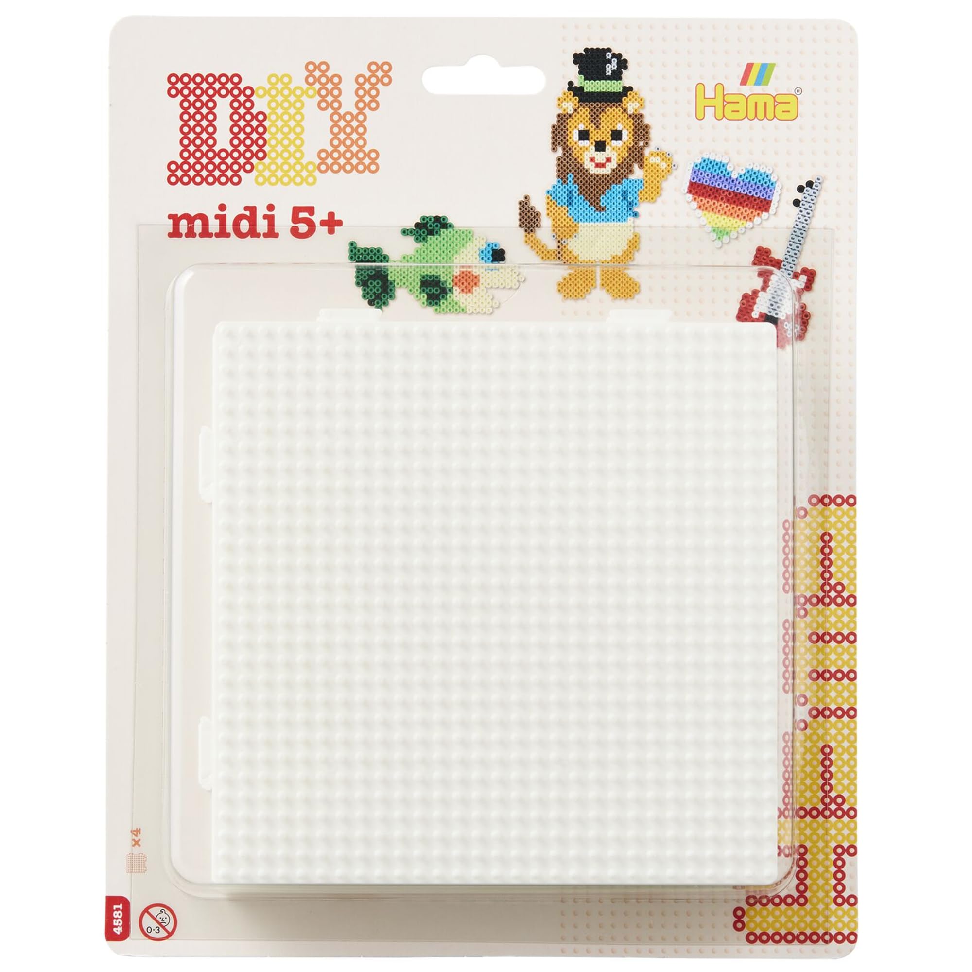 Hama Four Large Square Pegboard Set | Plastic, White | Model 10.4581