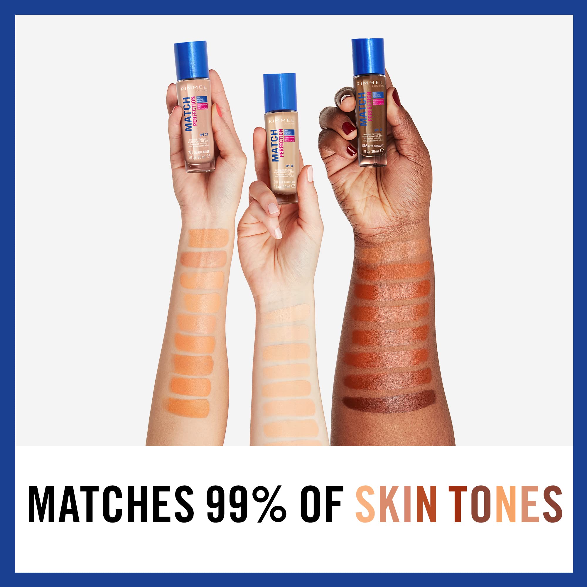 Rimmel - Match Perfection Foundation (30ml) - Light Nude, Medium Coverage, SPF20, 24hr Hydration, Cruelty-Free 5