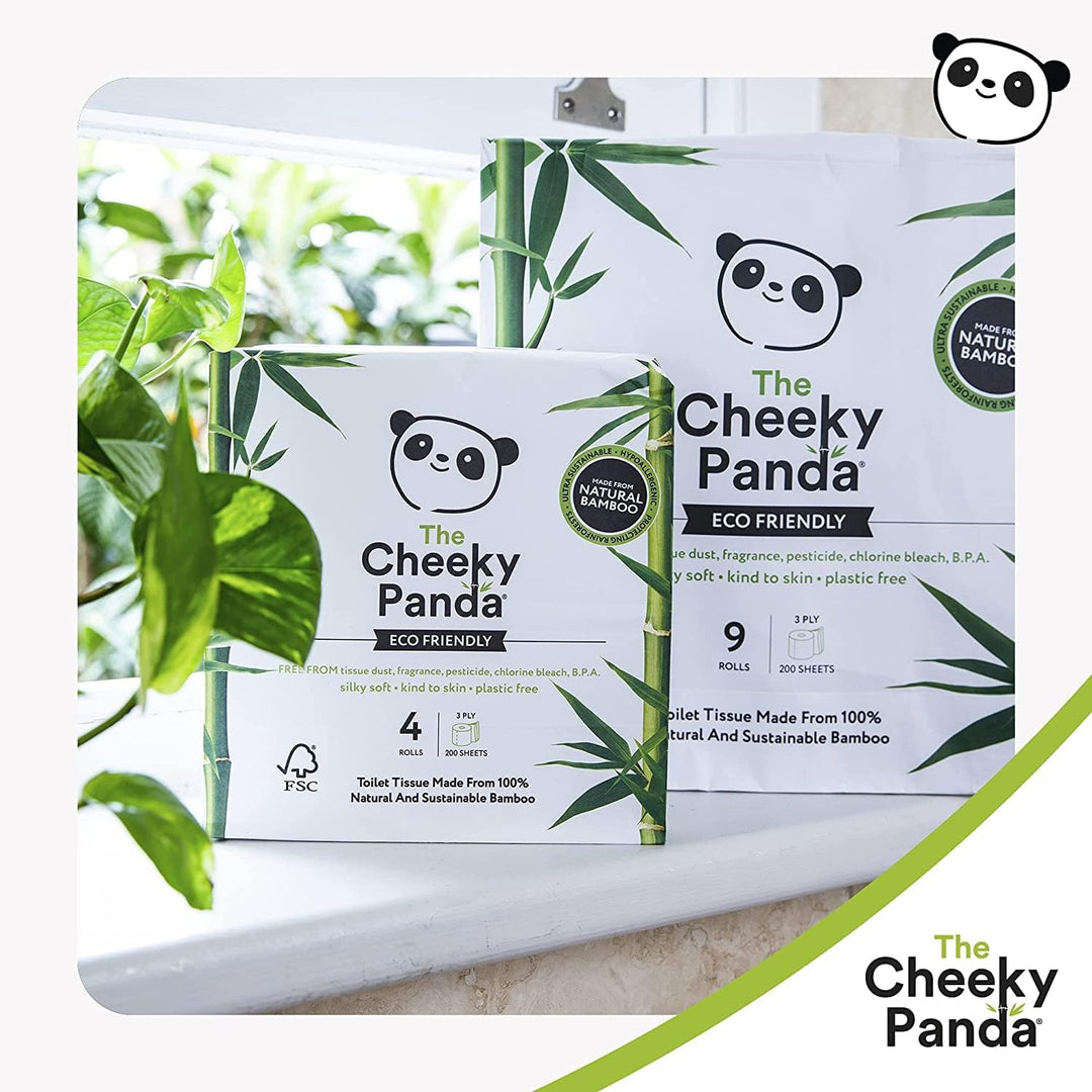The Cheeky Panda - Bamboo Toilet Paper 9 Rolls | Plastic-Free, FSC-Certified, Hypoallergenic