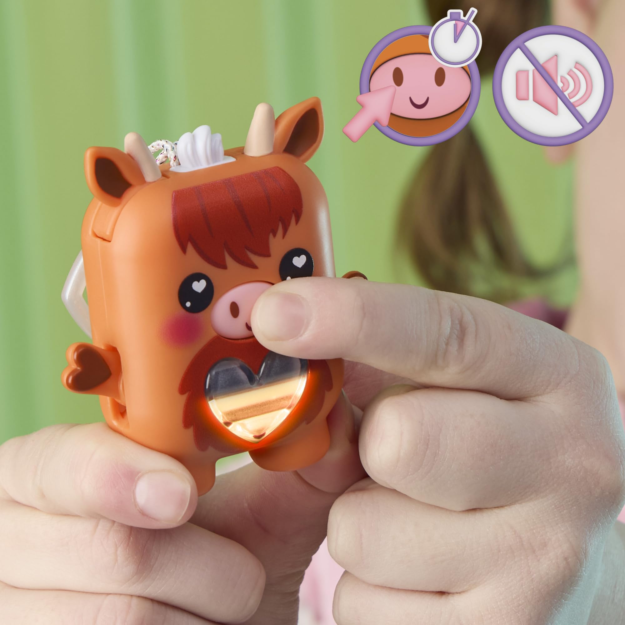 Hasbro Nano-Mals Cowbert the Highland Cow - Electronic Fidget Pet with Light-Up Heart, 70+ Reactions & Silent Mode 8