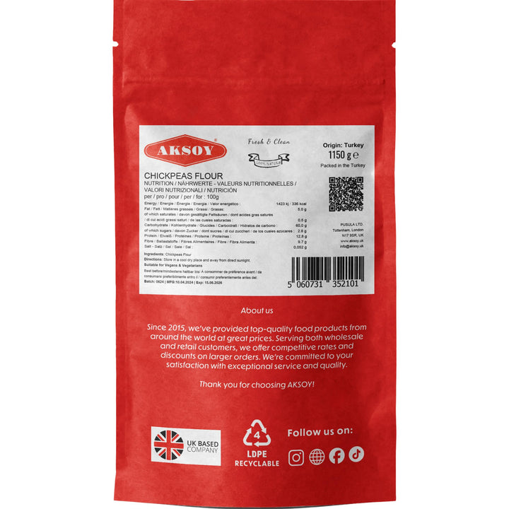 Aksoy Chickpeas Flour 1150gr | High Protein, Gluten-Free Baking & Cooking Flour