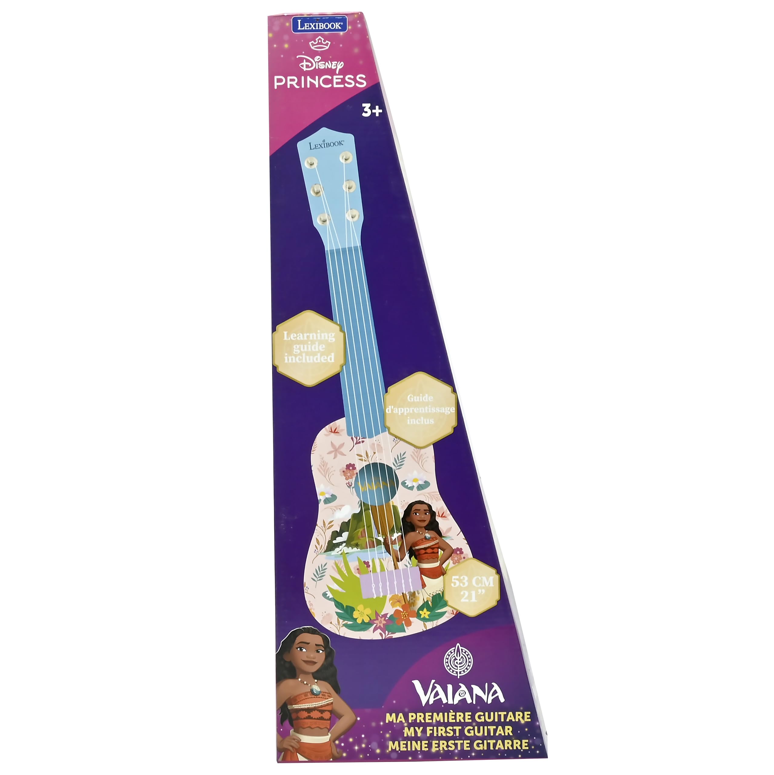 Lexibook Disney Moana My First Guitar - 6 Nylon Strings, 53 cm, Pink/Blue, Ages 3+ 6
