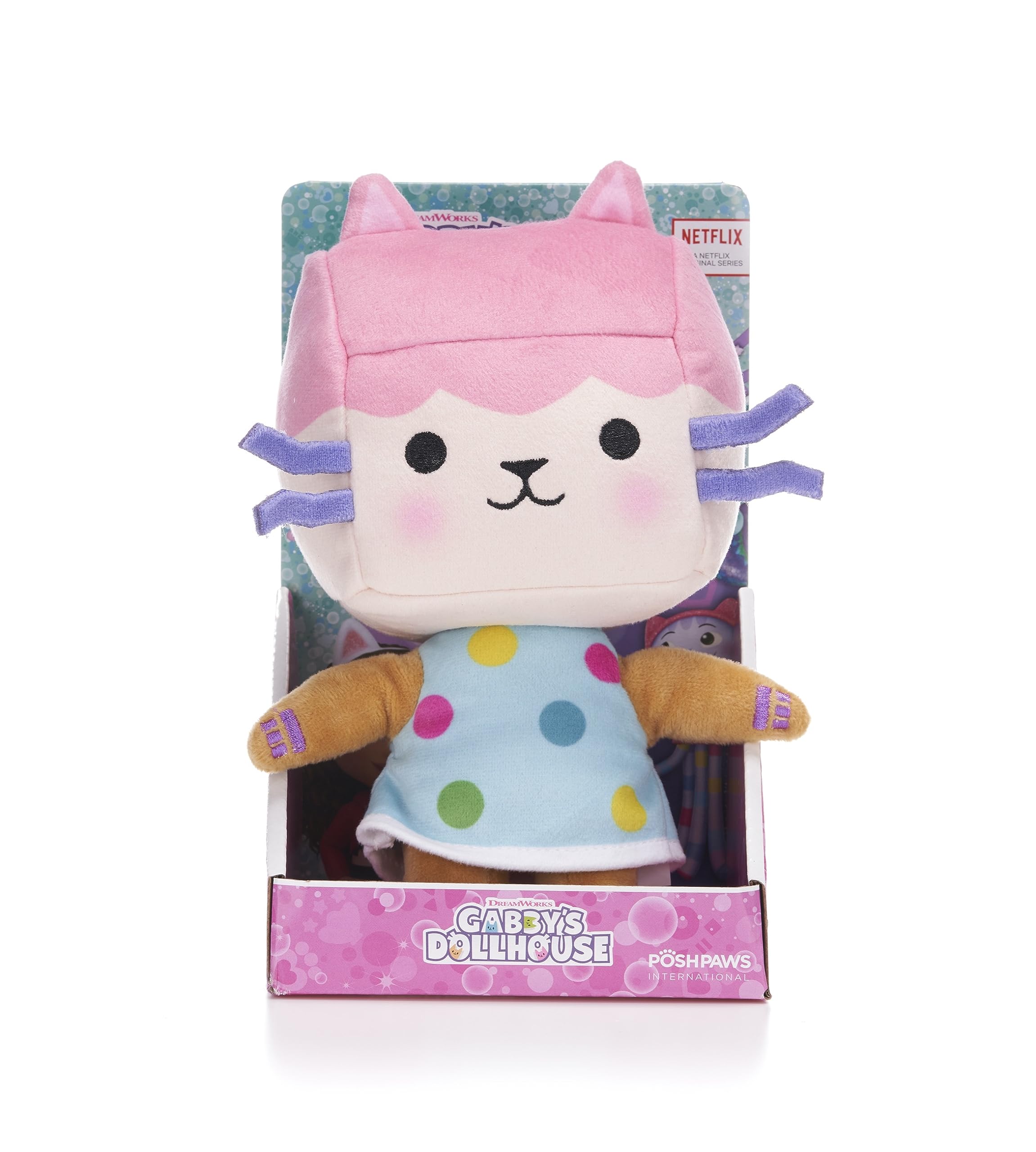 Posh Paws Gabby's Dollhouse Baby Box Cat Plush Toy - 10" (25cm) | Officially Licensed | Suitable from Birth 1