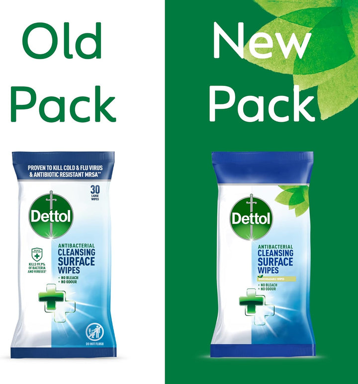 Dettol - Antibacterial Biodegradable Surface Cleaning Disinfectant Wipes 110 x 3