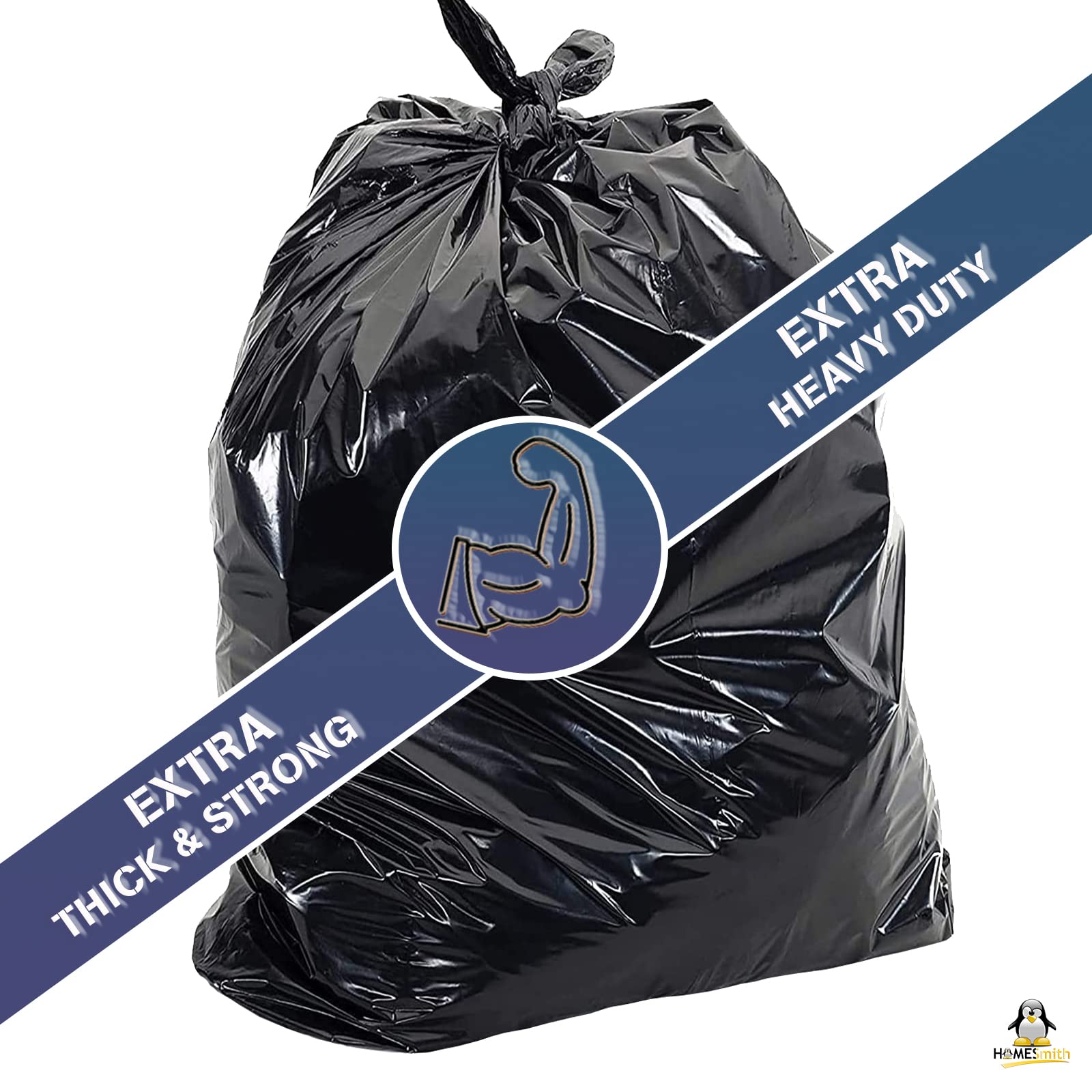 HomeSmith Extra Large Extra Heavy Duty Refuse Sacks - 120L Capacity, Pack of 10 Black Bin Bags 3