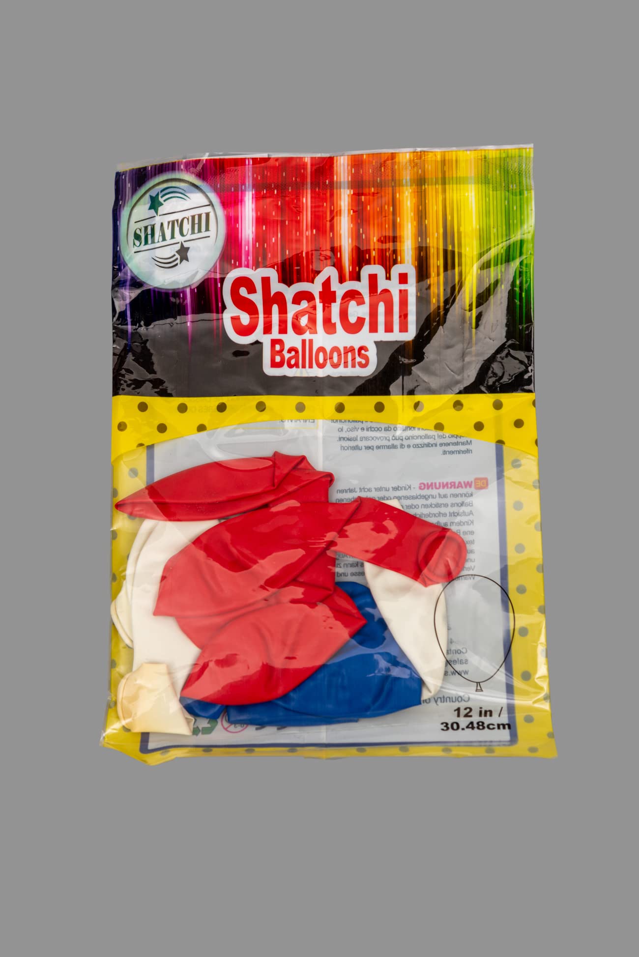 SHATCHI Red, White, Blue Balloons - 25 Pack | Latex | 12 Inch Inflated 8