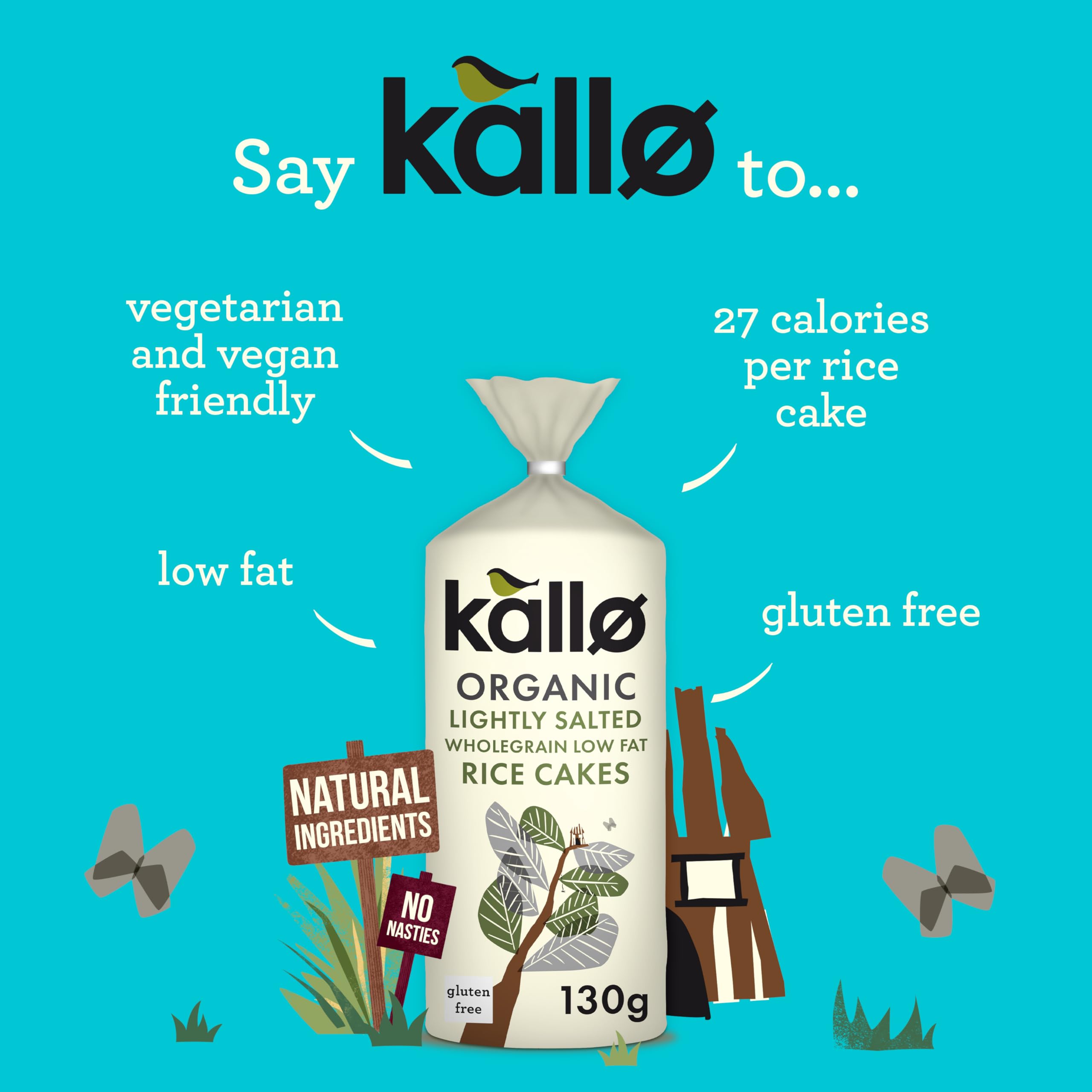 Kallo Organic Lightly Salted Rice Cakes - 12 x 130g Packs | Wholegrain, Gluten Free