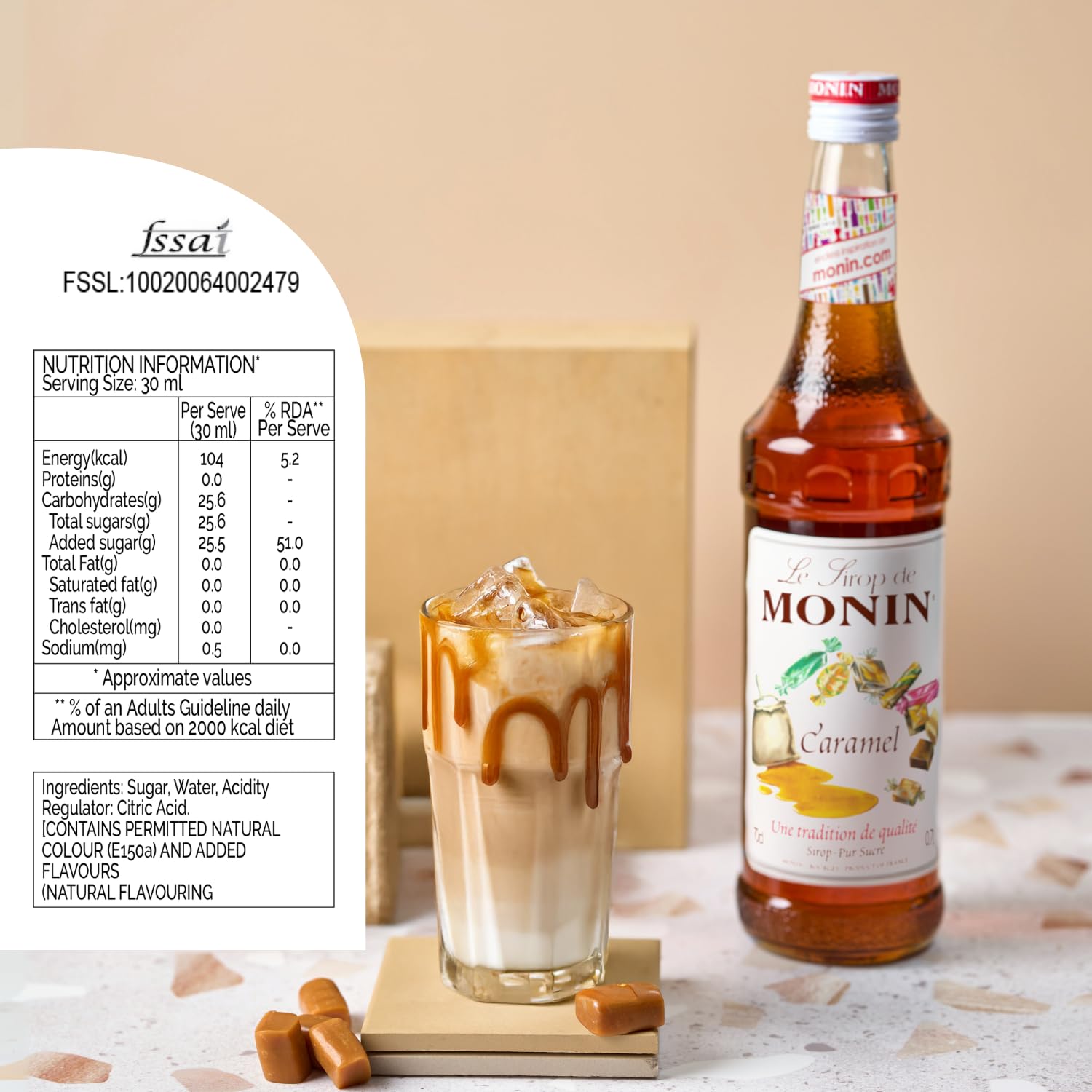 Monin Premium Caramel Syrup - 700ml Bottle | Vegan, Natural Flavours 6