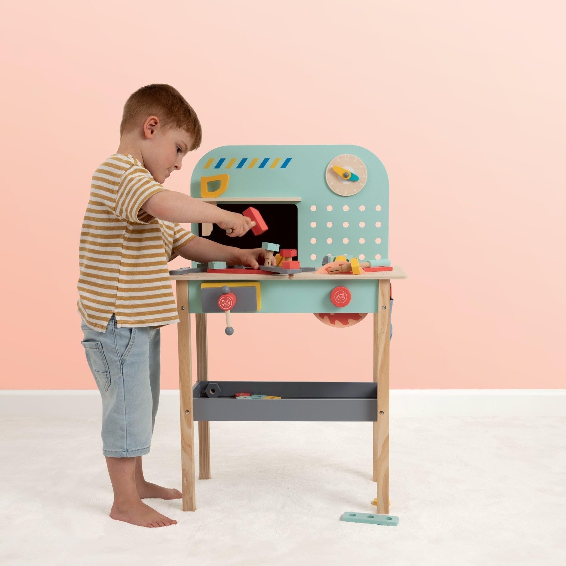 Owl & Fox Wooden Workbench Pretend Play Tool Workshop with Saw and Spanner | Ages 3+ 3