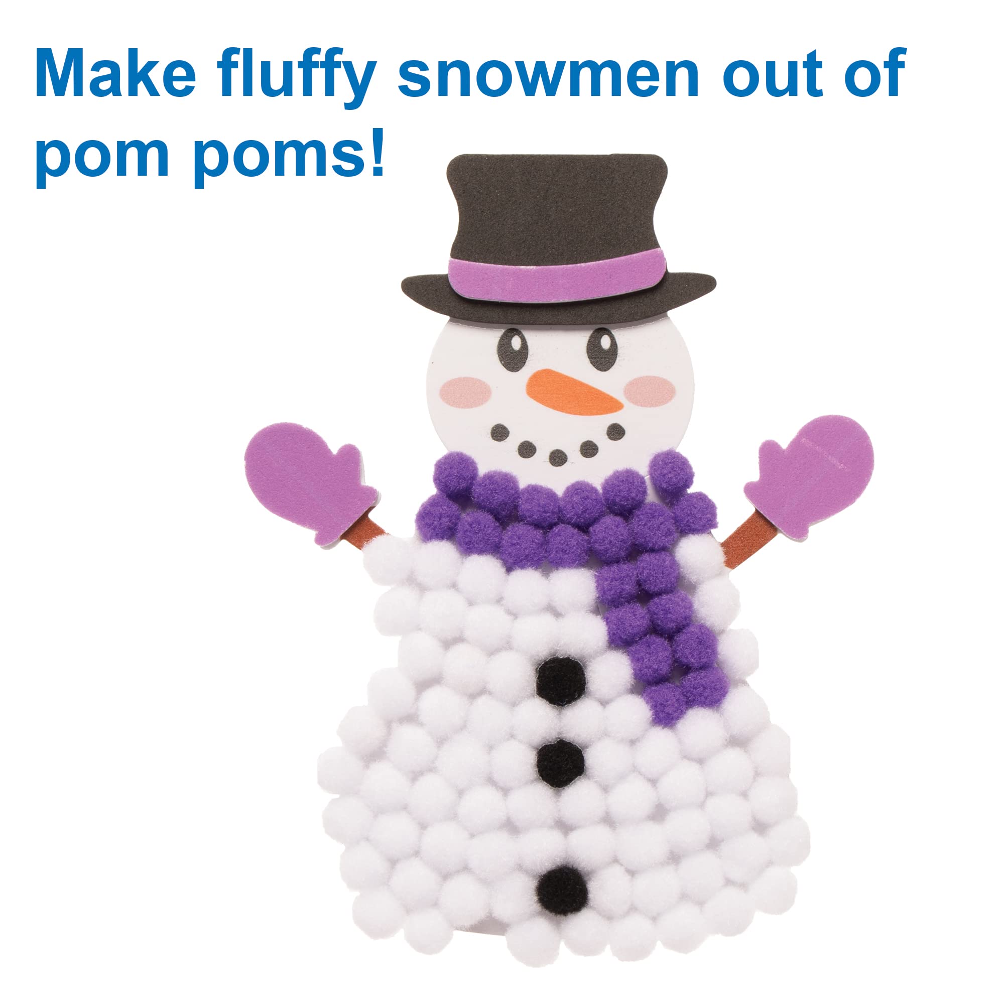 Baker Ross Snowman Pom Pom Art Kit - Pack of 5 Christmas Craft Kits for Kids 10