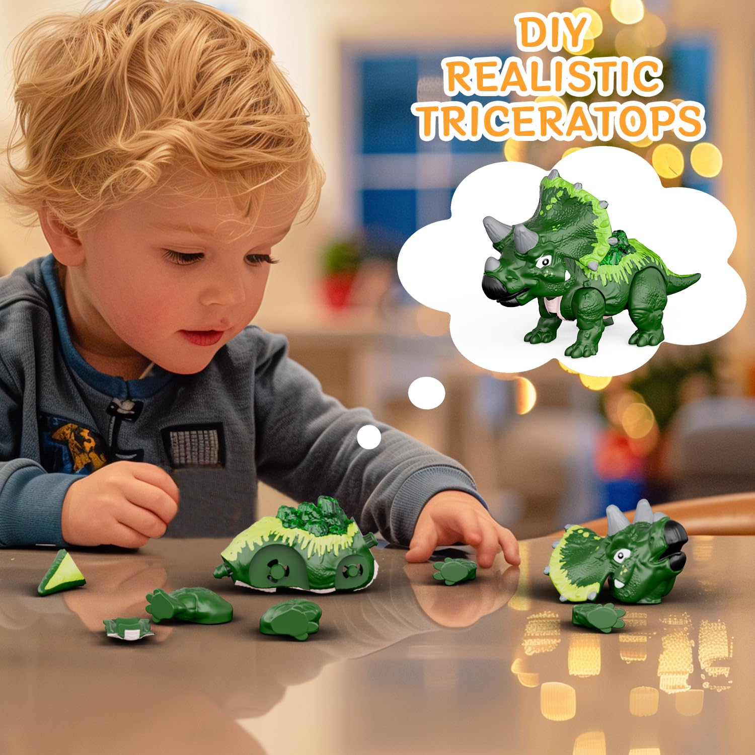 GizmoVine Dinosaur Egg - DIY Take Apart Green Triceratops Dinosaur Toy for Boys 3+ 6