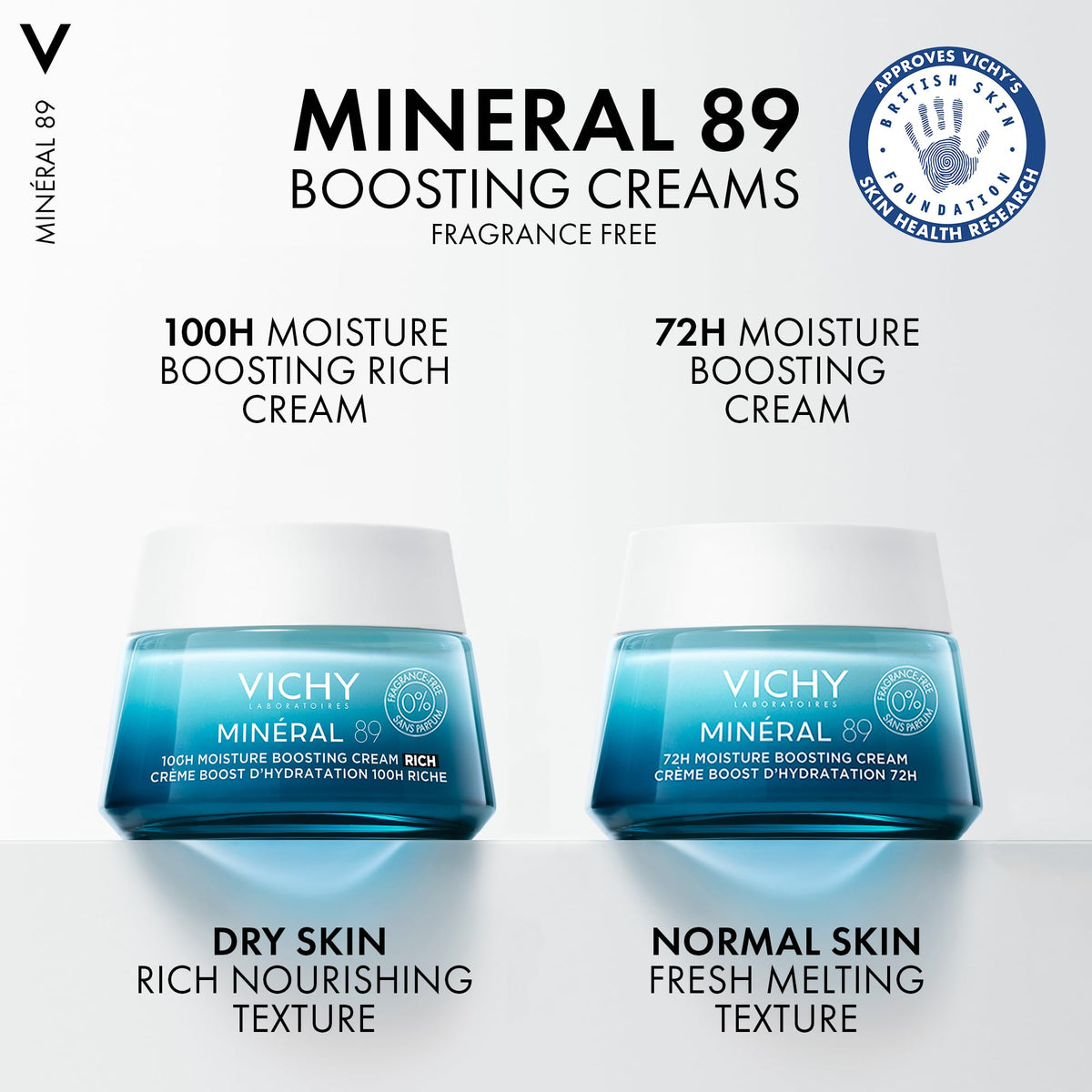 VICHY Minéral 89 72H Hyaluronic Acid & Squalane Moisture Boosting Cream - 72-Hour Hydration, Barrier Strengthening
