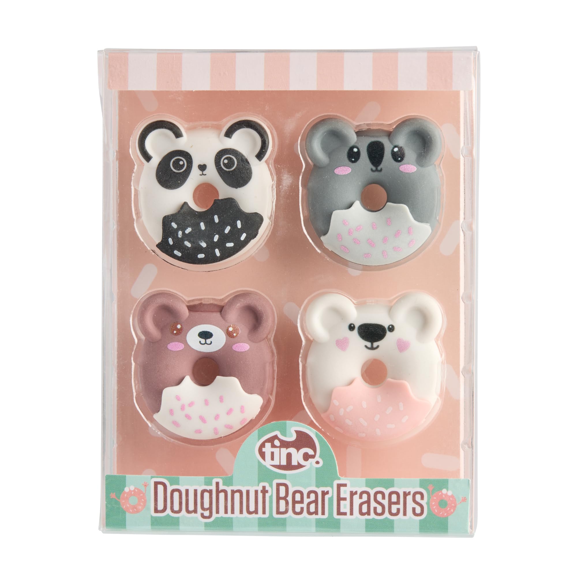 Tinc Doughnut Bear Erasers - Set of 4 | Multi-Color | Thermoplastic Elastomer 1