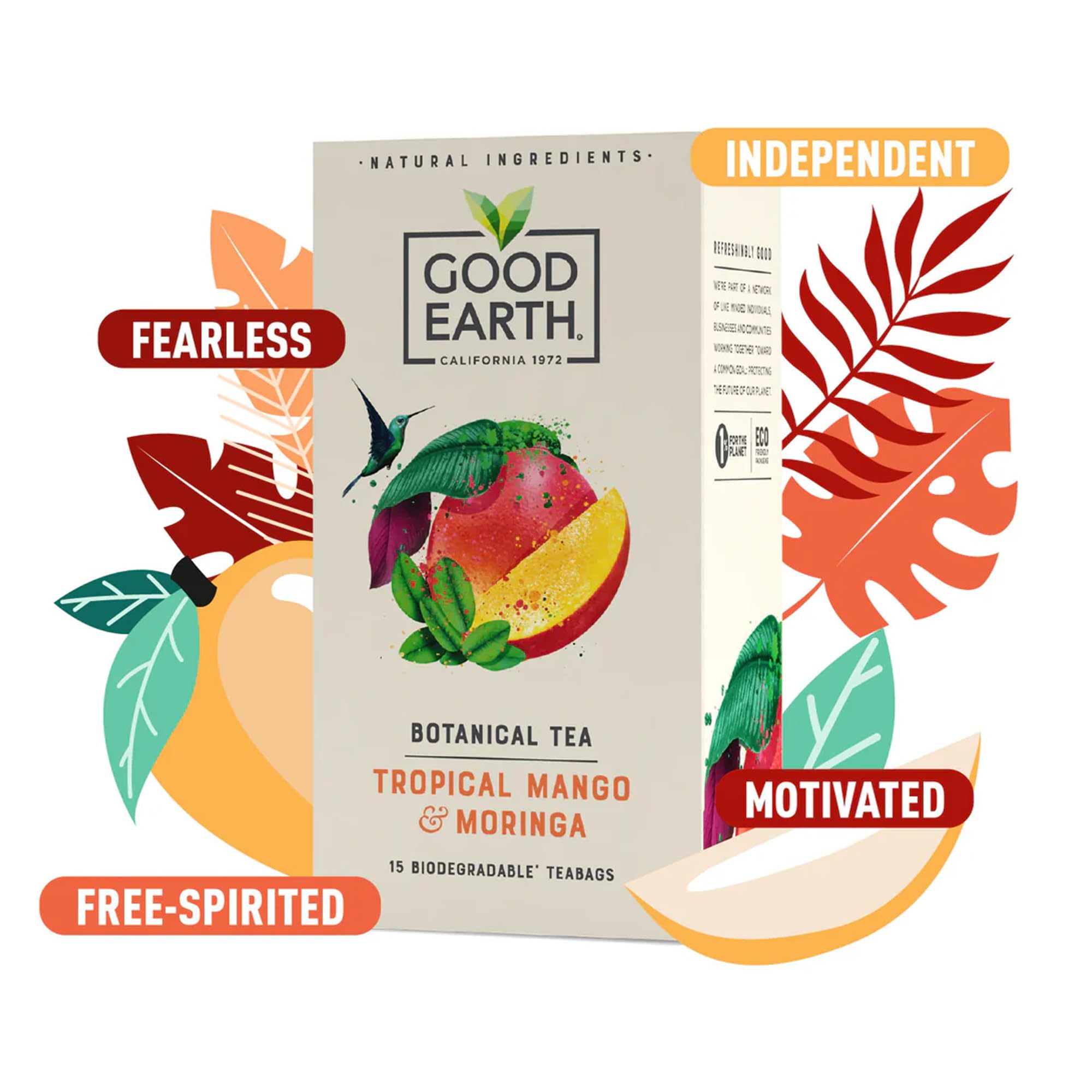Good Earth Tea Co. Tropical Mango & Moringa Tea Bags - Refreshingly Natural 6