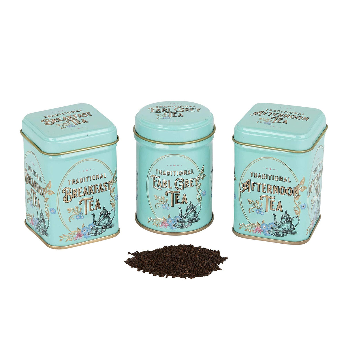 New English Teas Vintage Victorian Tea Tins with Loose-Leaf Tea - 3 Tins, 70g