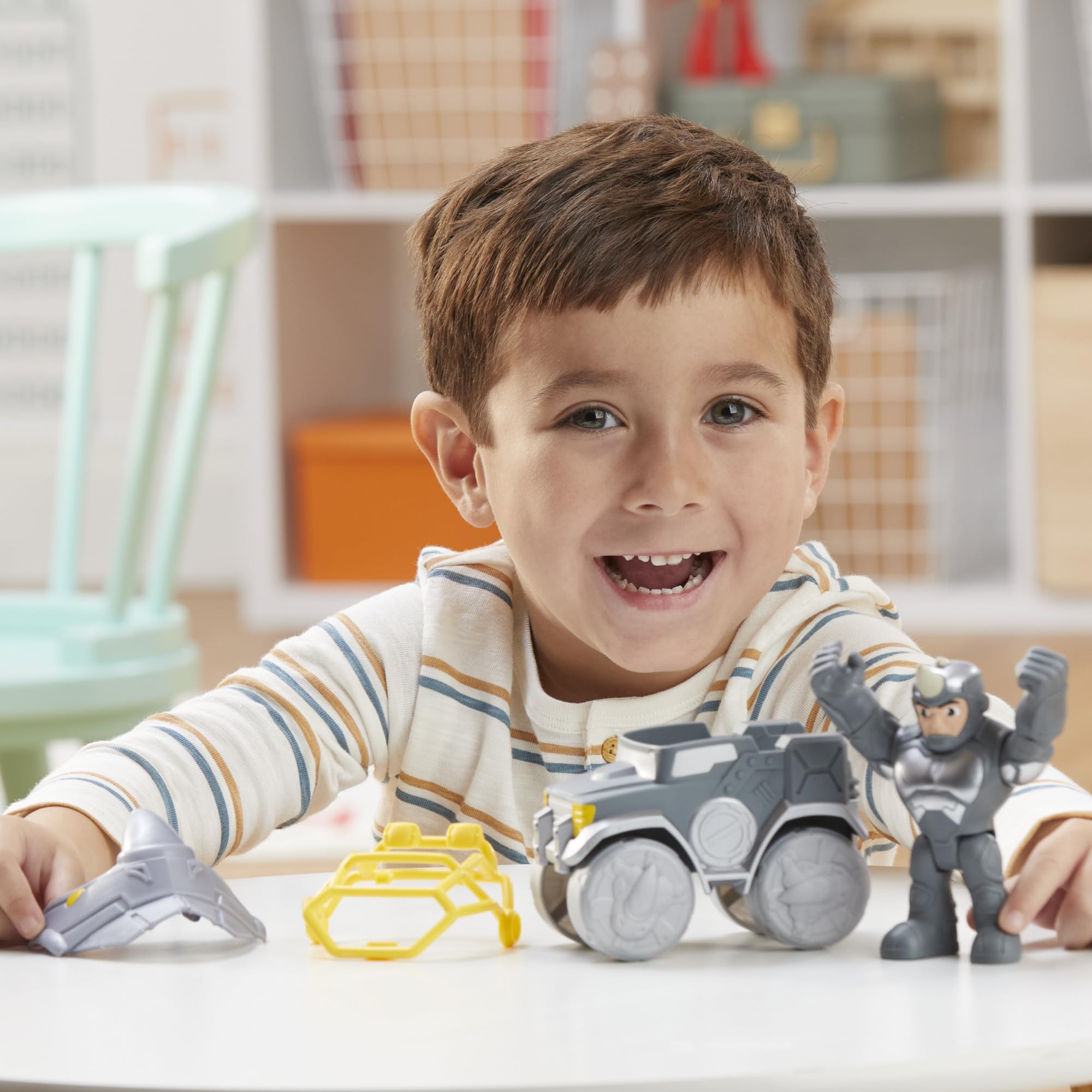 SPIDEY AND HIS AMAZING FRIENDS Rhino Wrecker Toy Set with 4-Inch Poseable Figure | Ages 3+