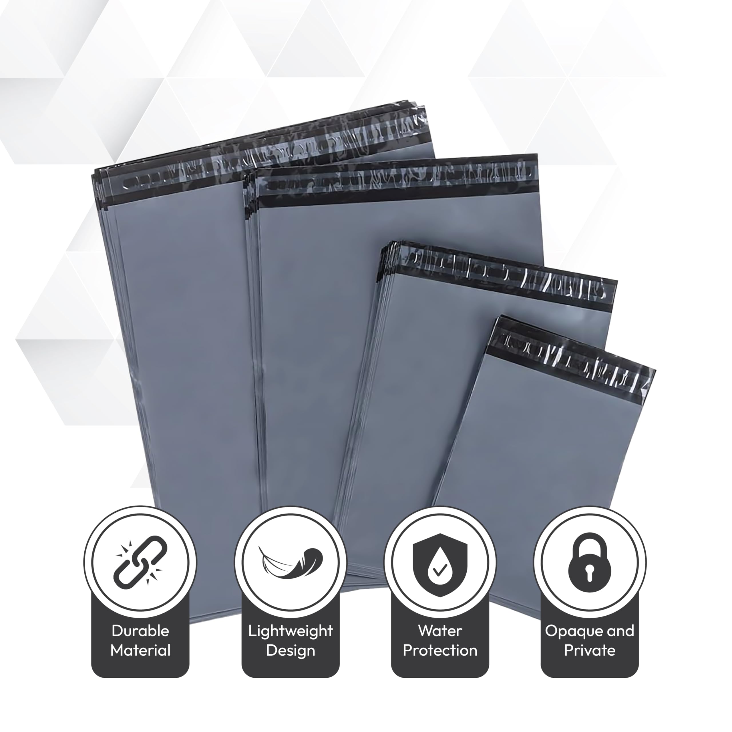 delka Polyethylene Mailers - 100 Pack Grey Tear-Resistant Shipping Bags | Waterproof 4
