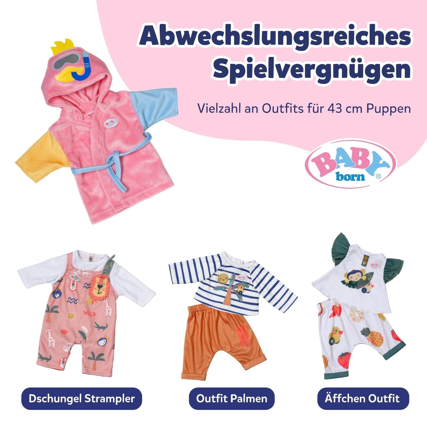 BABY born Bathrobe for 43cm Dolls - Pink Duck Hood | Polyester | Ages 3+ 6