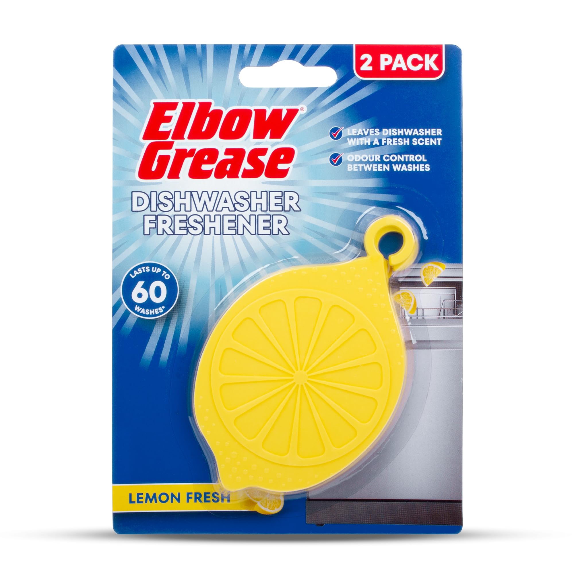 Elbow Grease Dishwasher Freshener - Lemon Scent, Odour Control, 2 Pack 1