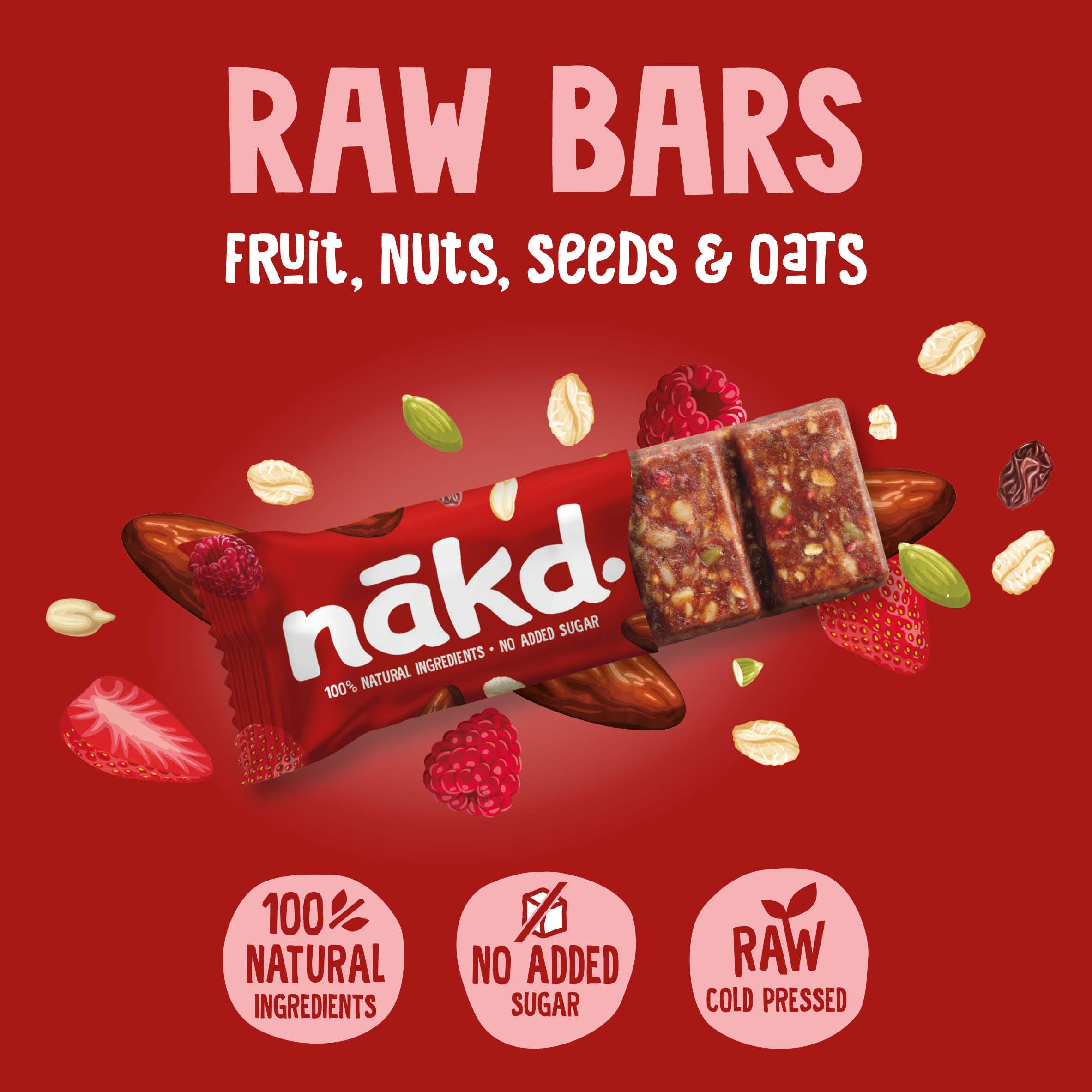 Nakd Strawberry & Raspberry Fruit & Fibre Bar - Vegan, Gluten Free, High in Fibre, 1 of Your 5 A Day 2