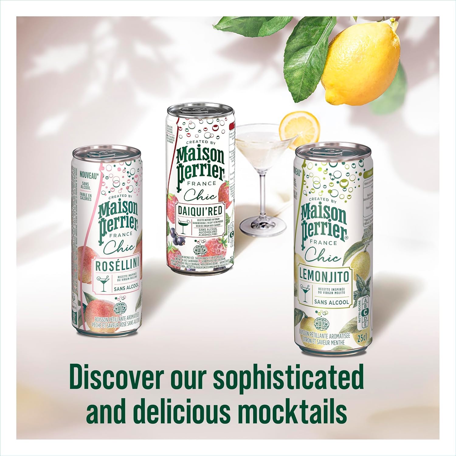 Maison Perrier Chic Rosellini Non-Alcoholic Aperitif | Peach & Blackcurrant Mocktail | 4 x 250ml Cans 5