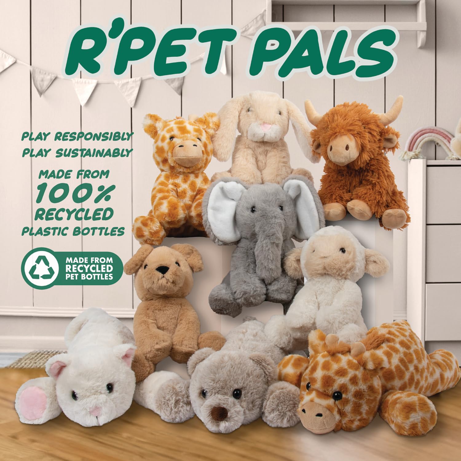 Lesser & Pavey Rpet Pals Ellie Sit Elephant Teddy For Kids | Made Up of Rec 5