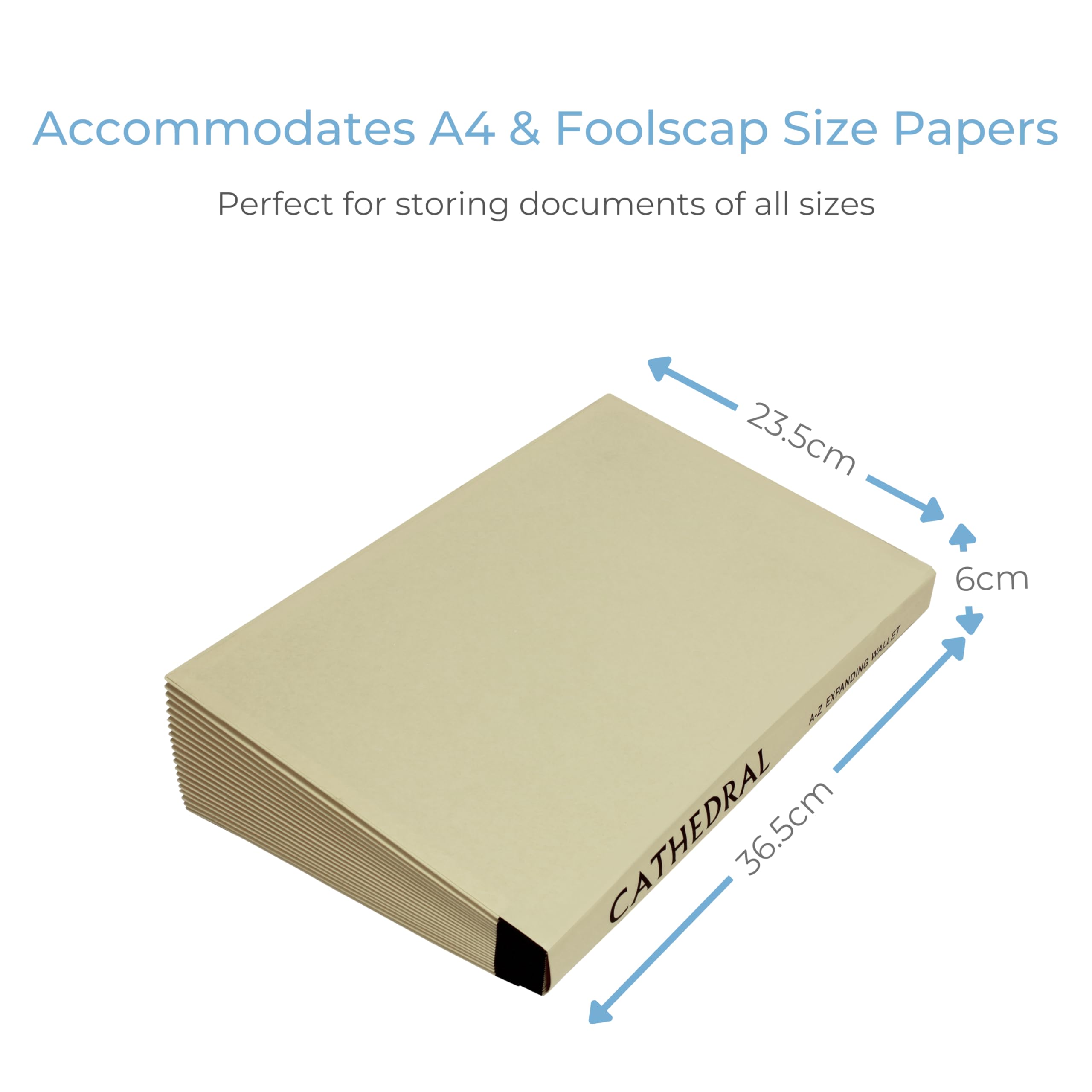 Cathedral Products A-Z Expanding File Wallet | 19 Mylar Reinforced Pockets | A4 & Foolscap Compatible 4