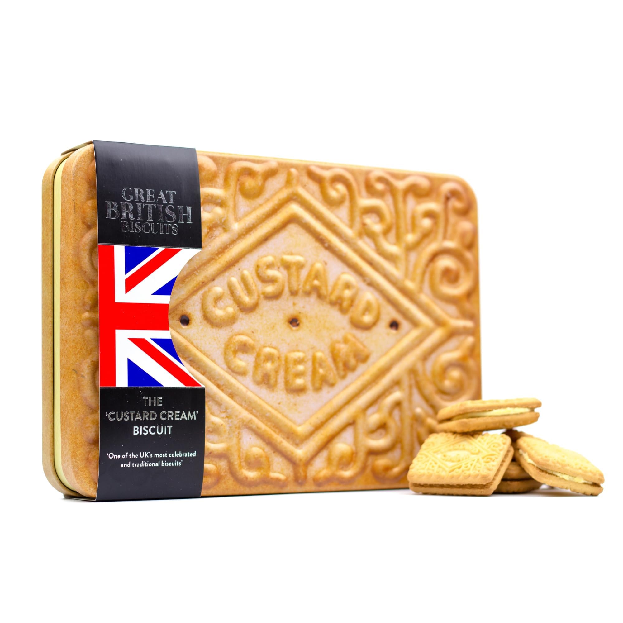 The Silver Crane co. Giant Custard Cream Biscuits Gift Set - 450g Novelty Tin