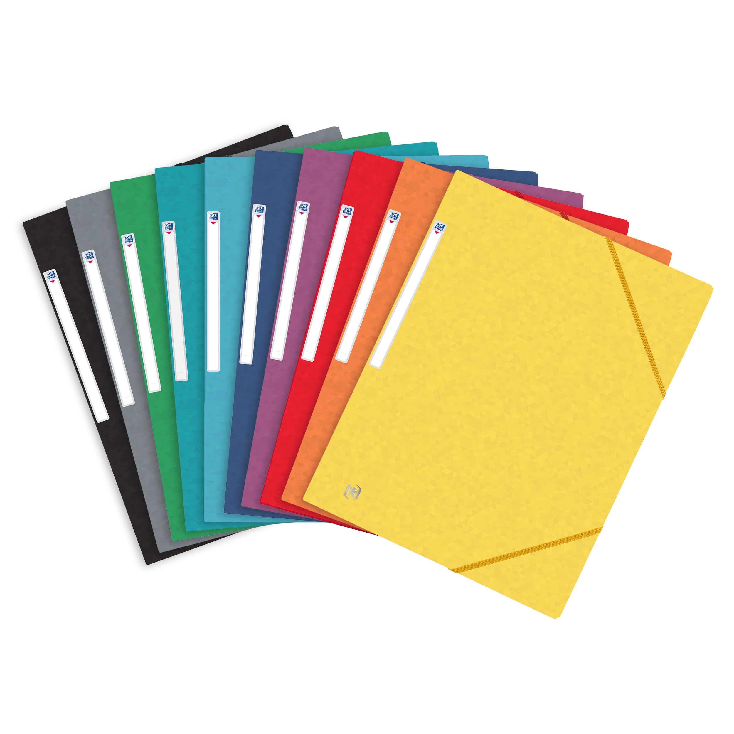Oxford Document Wallets A4, Assorted Colours, Pack of 10, Durable Manilla Card with Elastic Closure 1