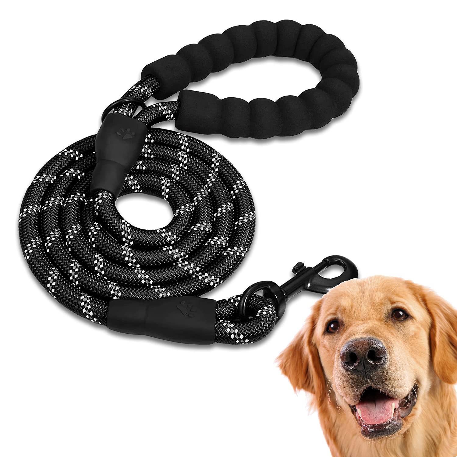 Edipets Dog Lead - Durable 47 Inch Nylon Rope with Padded Handle | Reflective Safety Clip