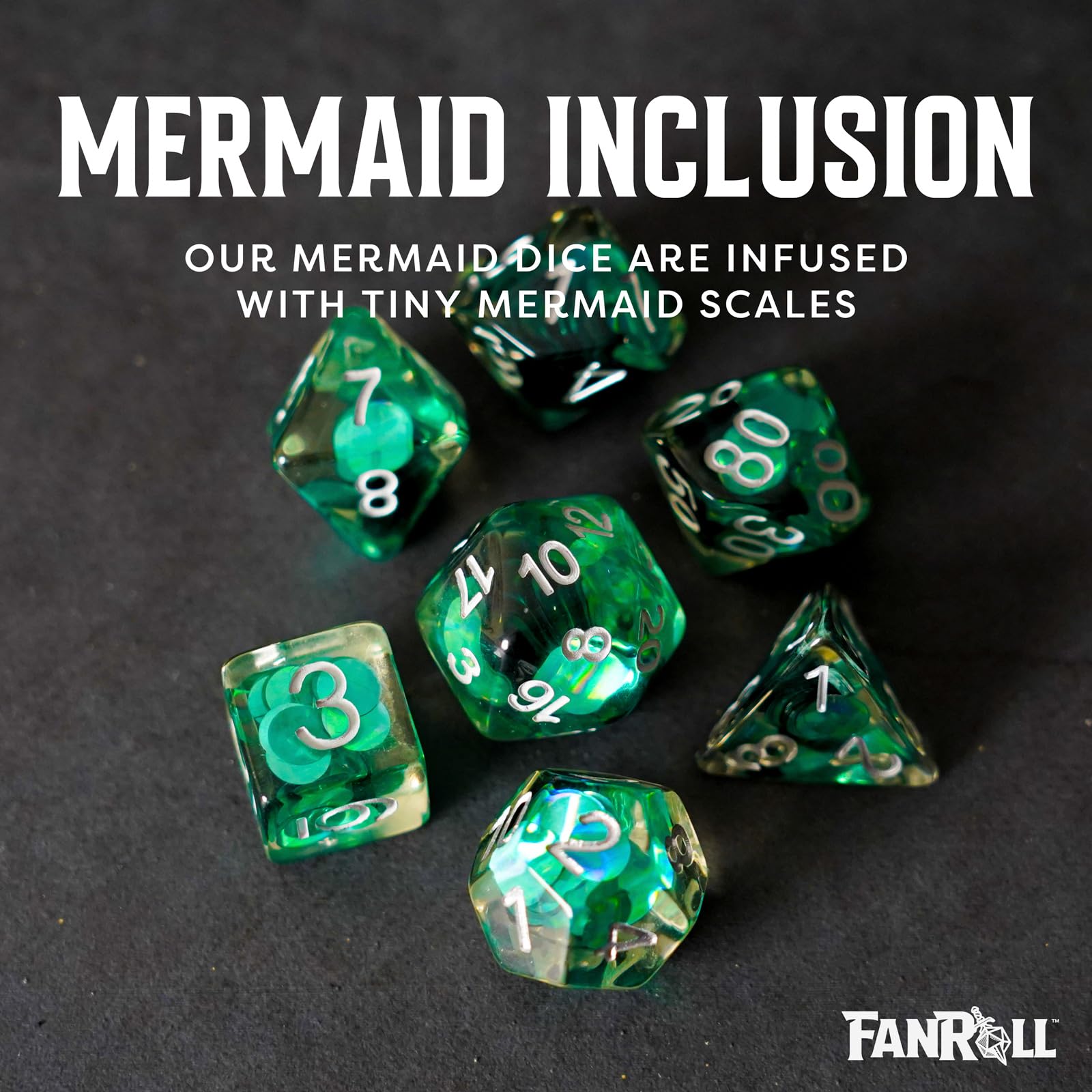 Metallic Dice Games Mermaid Scales 16mm Resin Polyhedral RPG Dice Set | 7 Pieces 3