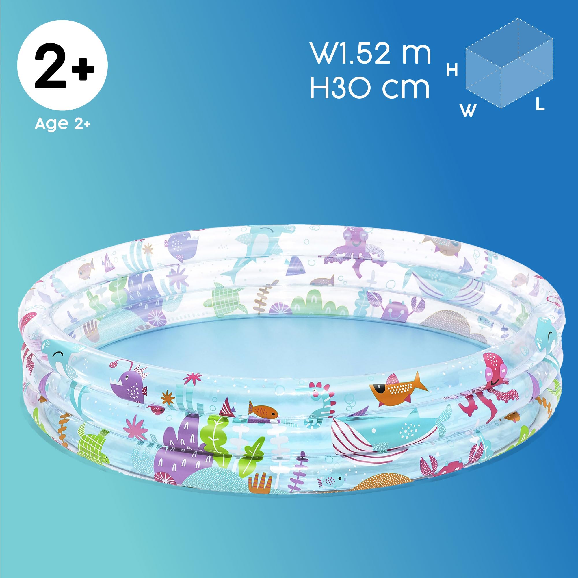 Bestway Deep Dive Inflatable Kids Pool - Sea Theme, 3 Ring Design | 152 x 30 cm 5