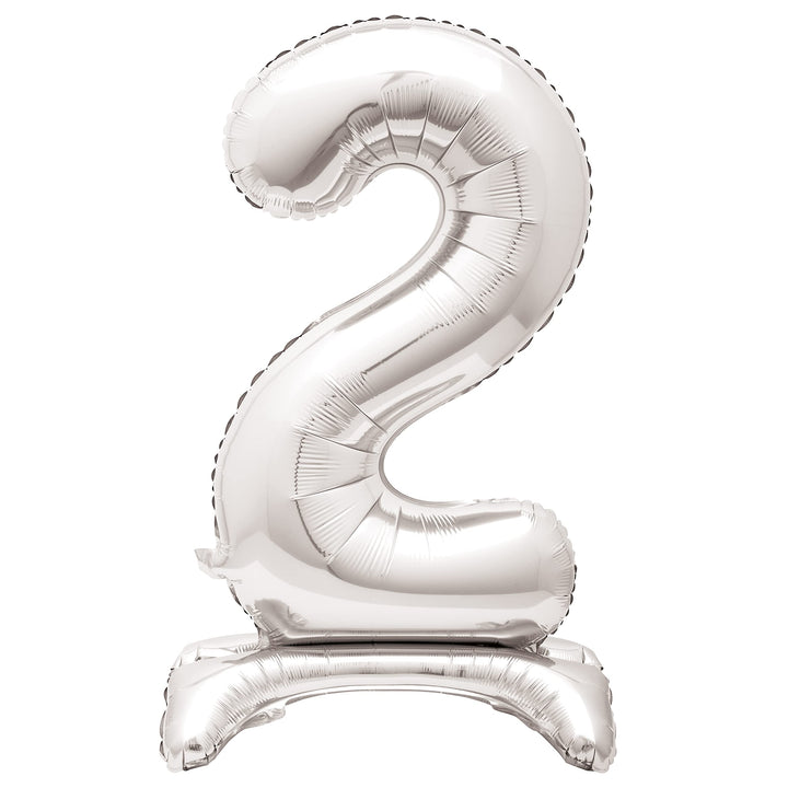 Majestic Silver Number 2 Foil Balloon - Elegant Party Decoration for Milestone Celebrations