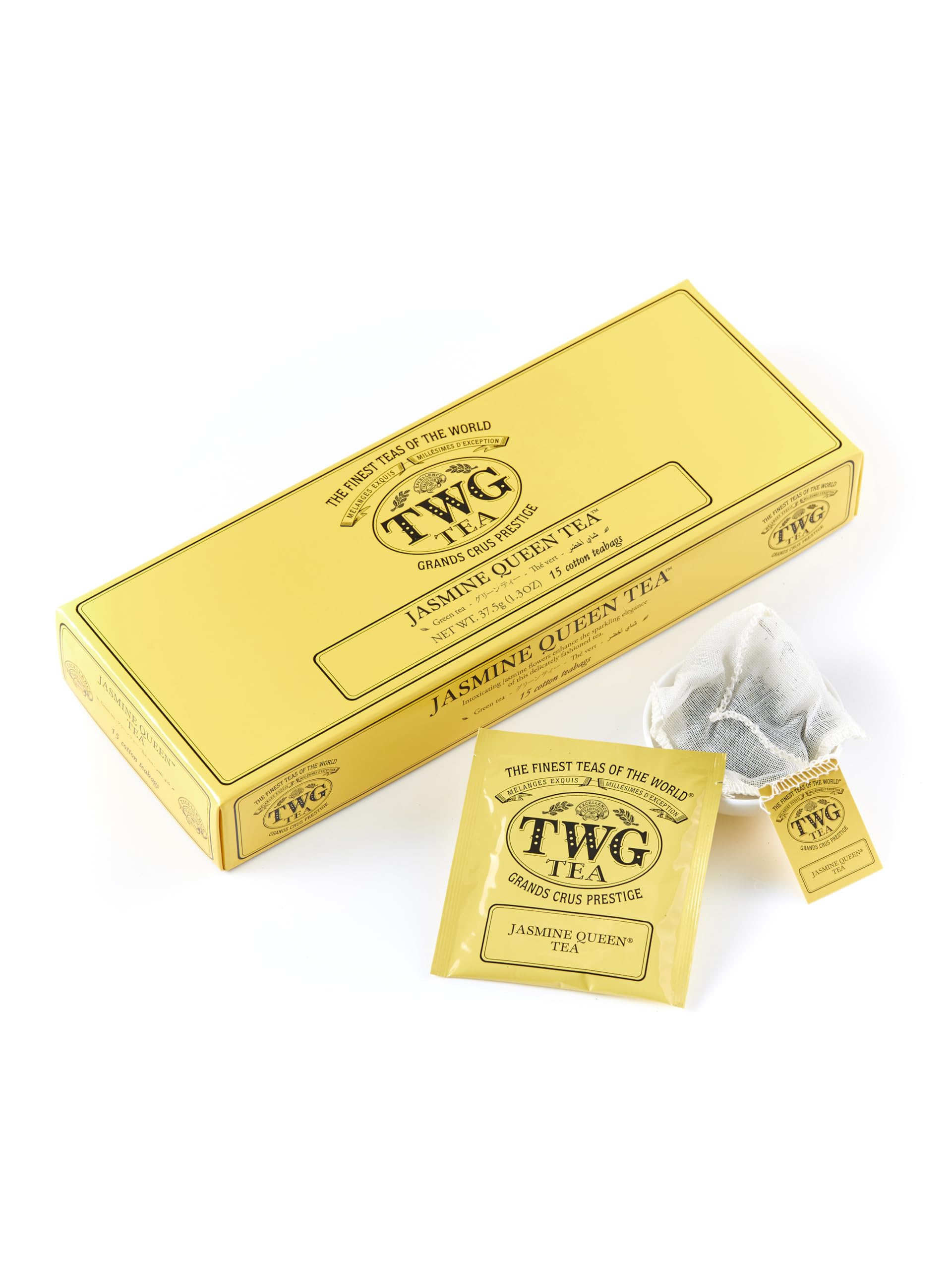 TWG Tea - Jasmine Queen Tea | Green Tea with Sweet Lemon & Rose | 15 Hand-Sewn Cotton Teabags | Gift Set