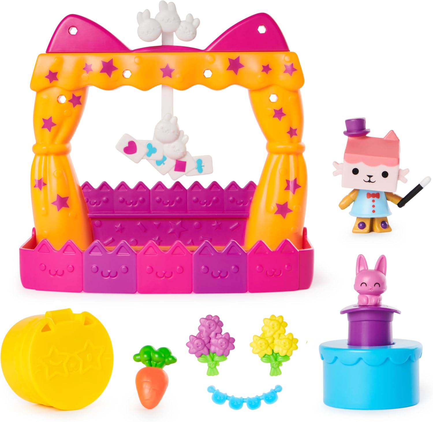 Gabby’s Dollhouse Baby Box Talent Show Balcony Playset - 8-Piece Dollhouse Playset with Figure & Accessories