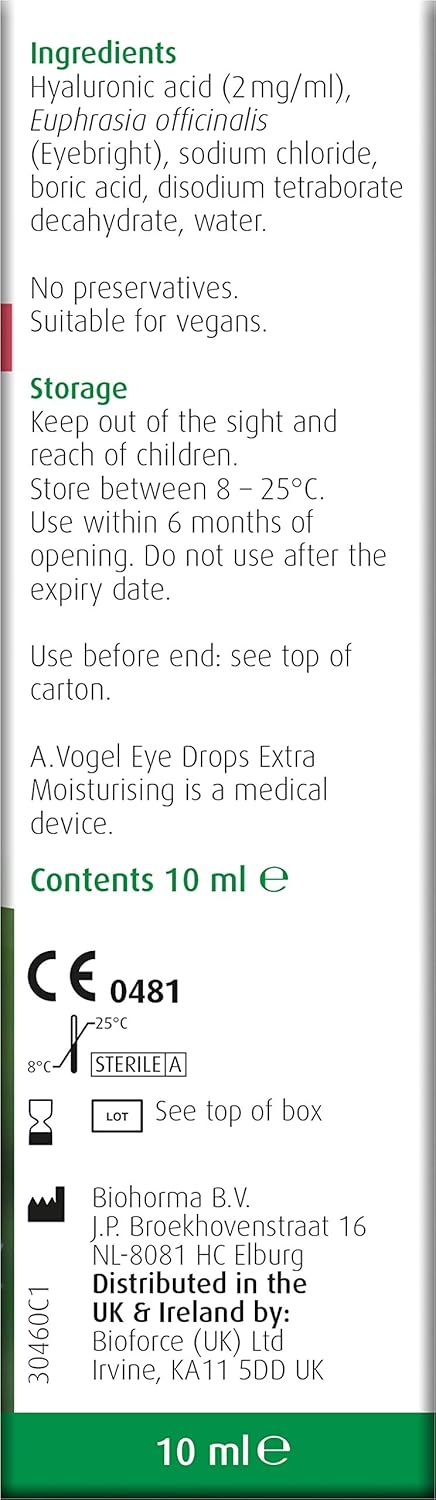 A.Vogel - Extra Moisturising Eye Drops 10ml | Intensive Hydration for Dry, Irritated Eyes | Contact Lens Friendly | Preservative-Free