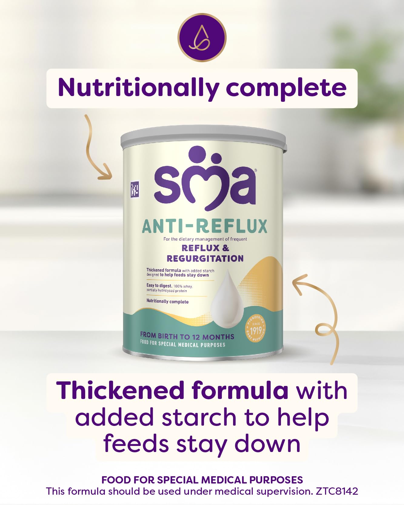 SMA Nutrition Anti-Reflux Powder Baby Formula - For Frequent Reflux | 800g 6