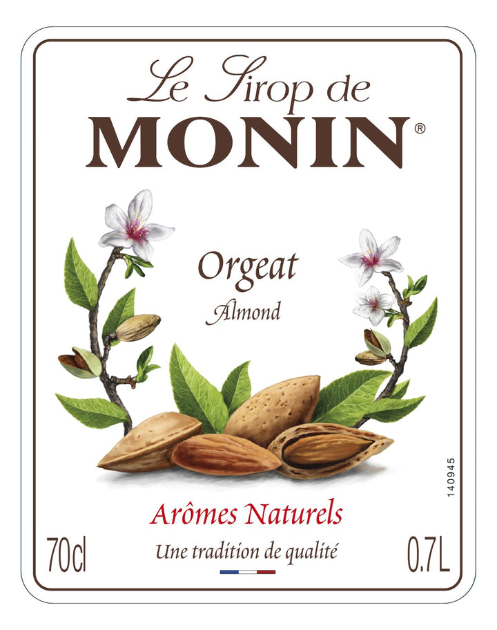 MONIN Premium Almond Orgeat Syrup 700ml - Vegan, Natural Flavouring for Cocktails & Coffee