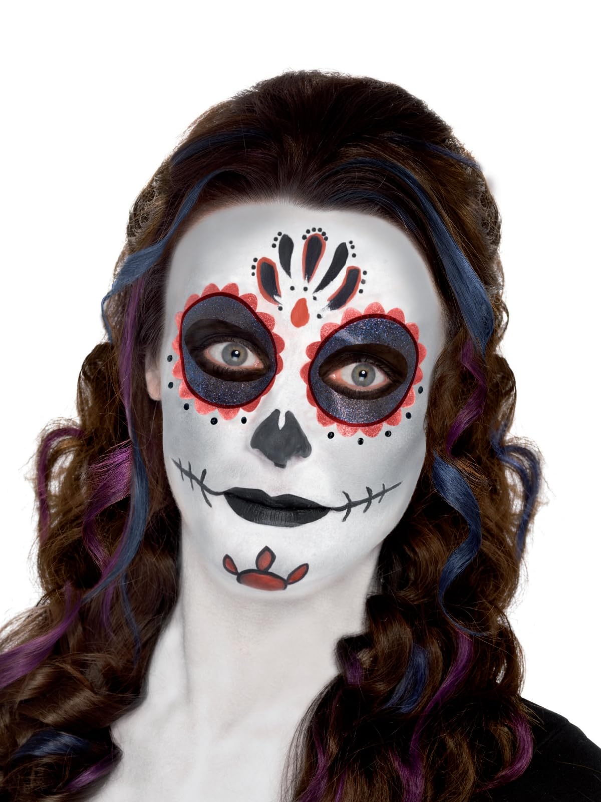 Day of the Dead Make-Up Kit with Face Paints, Face Tattoo, Gem Stickers, Crayon & Applicators