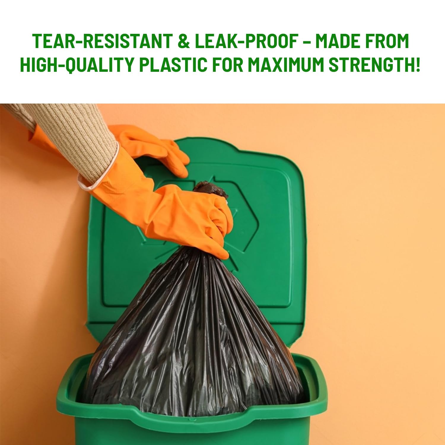 delka Heavy Duty Bin Bags - 75L Capacity, 50 Count, Black Plastic Liners 7