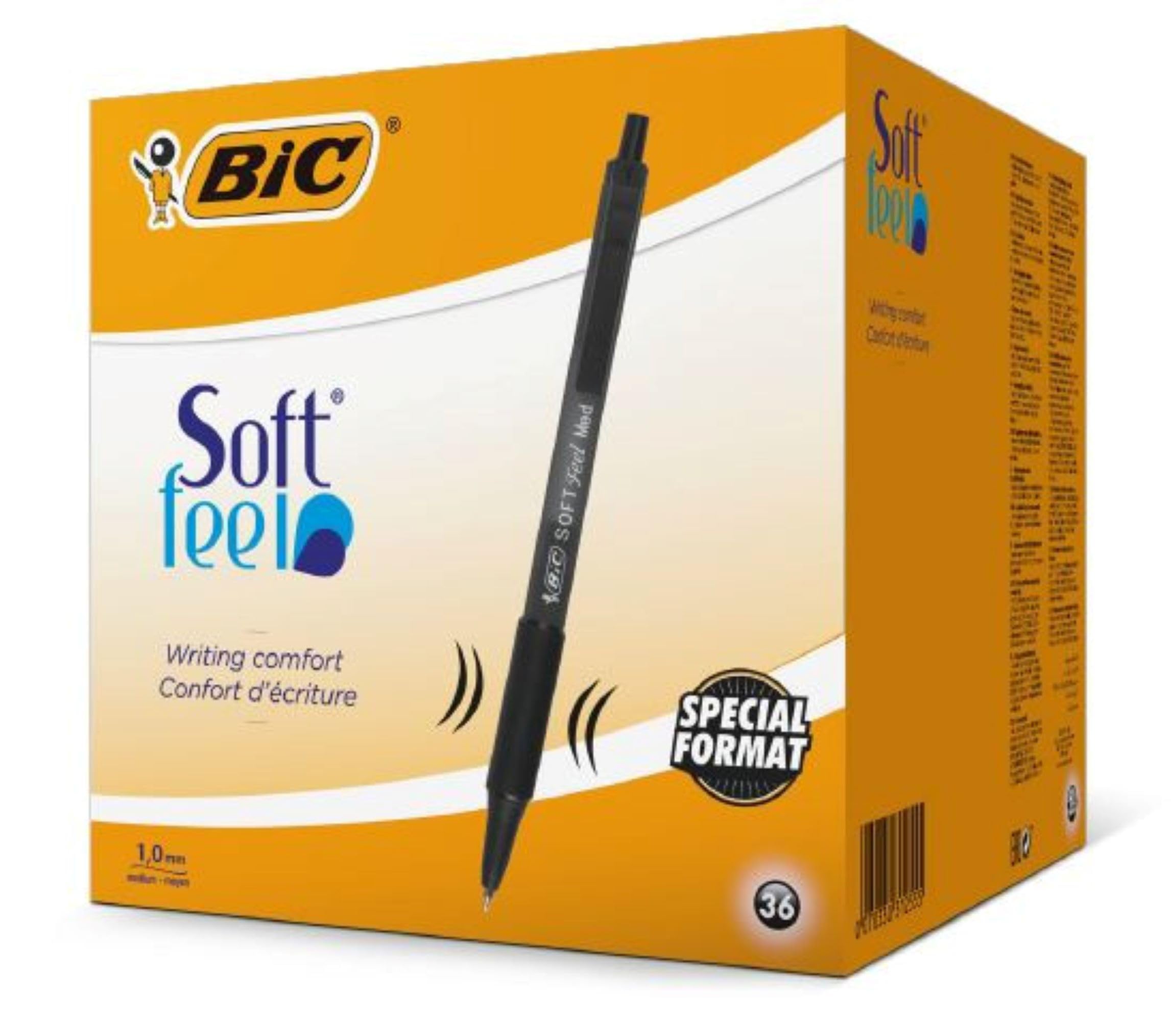 BIC Soft Feel Retractable Ballpoint Pens - Black Ink, 1.0 mm Medium Point | Comfort Grip | 36 Count