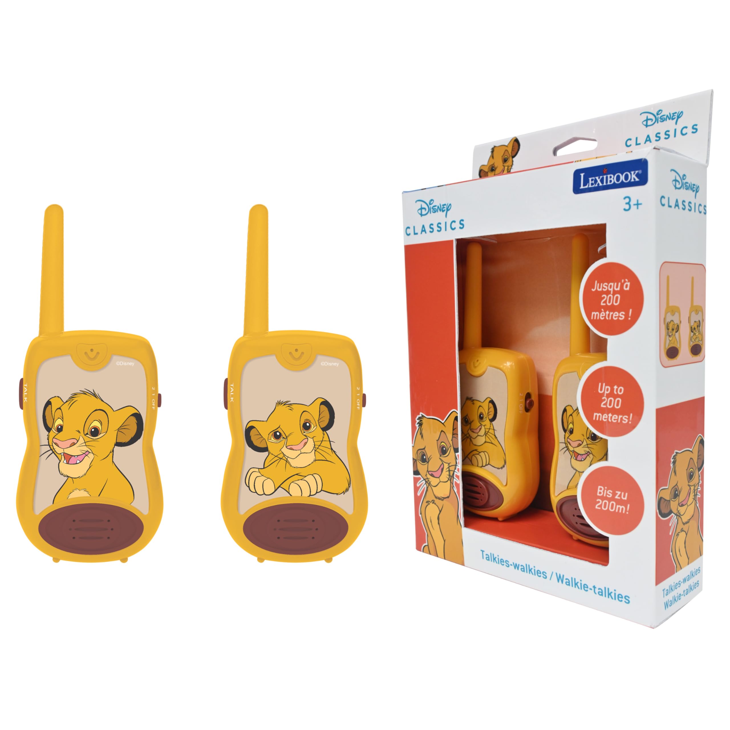 LEXIBOOK Disney The Lion King Walkie-Talkies - 200m Range | 2 Channels | Ages 3+