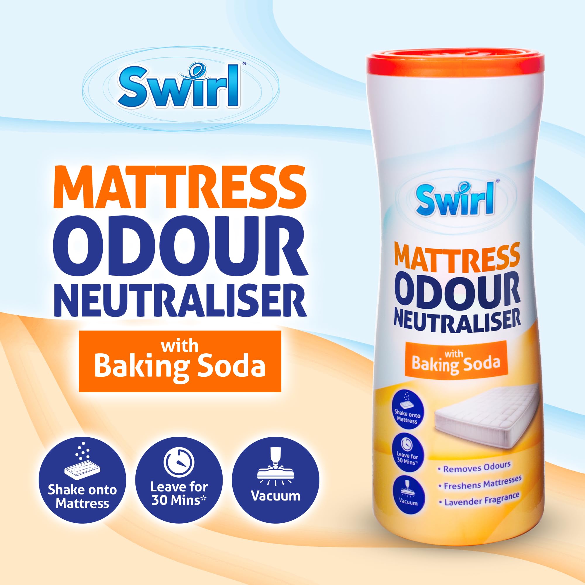 Swirl Mattress Odour Neutraliser with Baking Soda - Lavender Fragrance, 500g 2