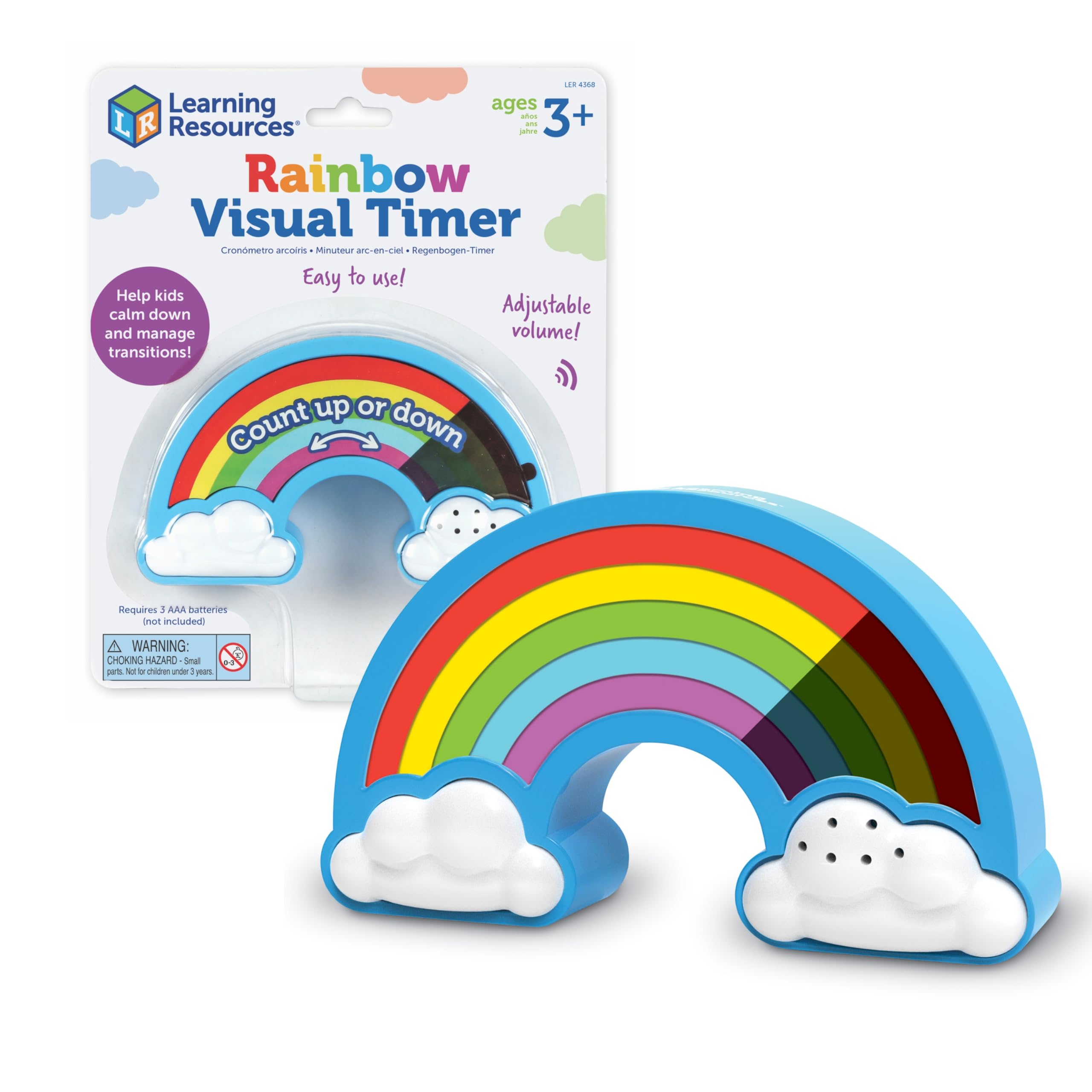 Learning Resources Rainbow Visual Timer for Kids | 5 Time Increments | Doubles as Night Light 1