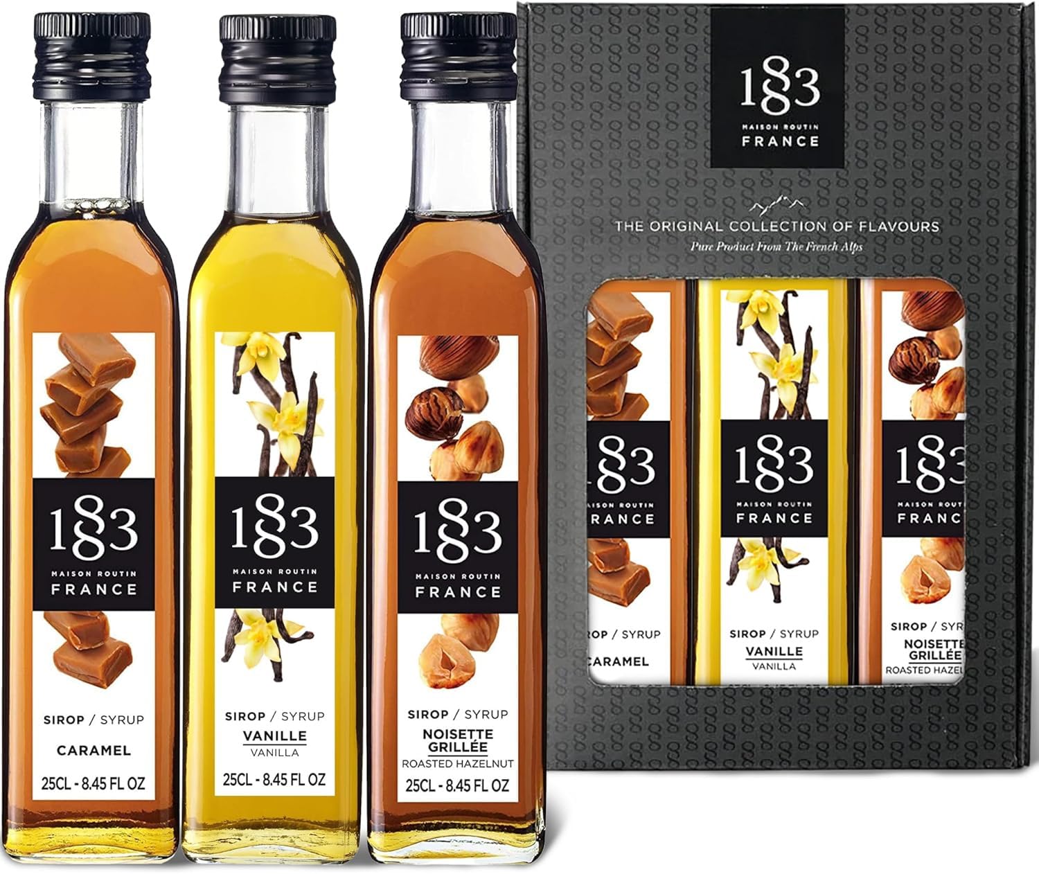1940 MAISON ROUTIN Premium Syrup Gift Set - Vanilla, Caramel & Roasted Hazelnut | 750 ml