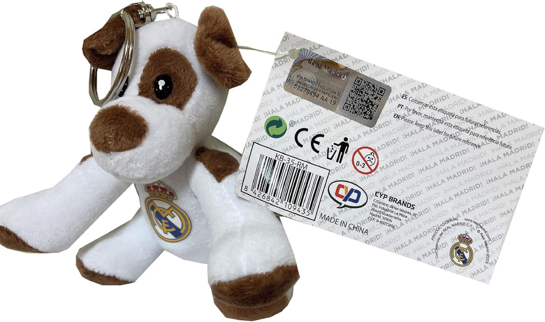 CyP Brands Real Madrid Plush Dog Keyring Backpack Charm (KB-35-RM)